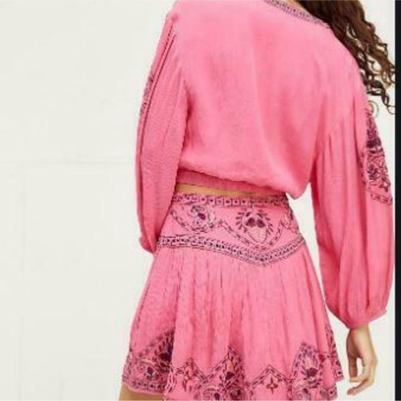 NWOT FREE PEOPLE Nico Embroidered Set Cropped Top and Skirt - Picture 7 of 7